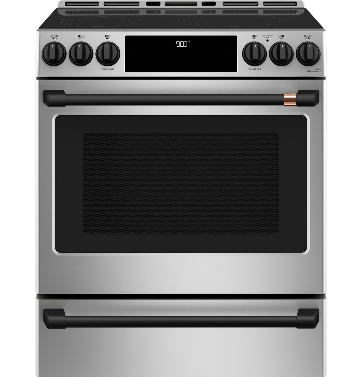 Caf(eback)(TM) 30" Smart Slide-In, Front-Control, Induction and Convection Range with Warming Drawer - (CHS900P2MS1)