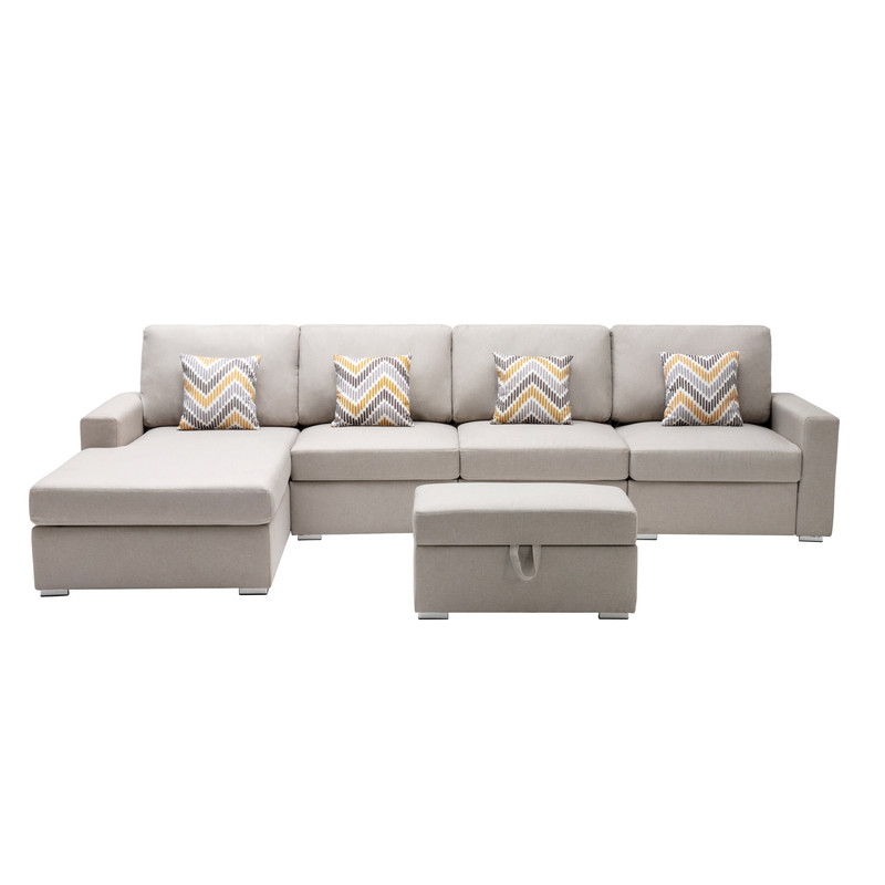 Nolan - Fabric 5 Piece Sectional Sofa With Interchangeable Legs