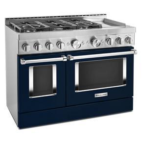 KitchenAid 48'' Smart Commercial-Style Gas Range With Griddle - Ink Blue