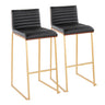 Mason Mara - 30" Fixed-Height Barstool (Set of 2) - Gold Legs