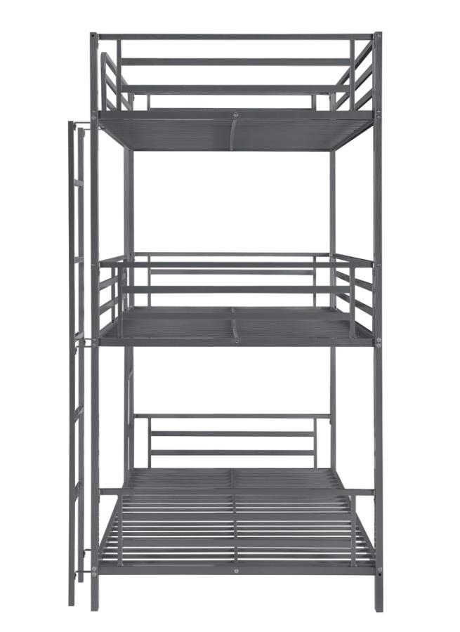 Maynard - Metal Triple Twin Bunk Bed - Gunmetal