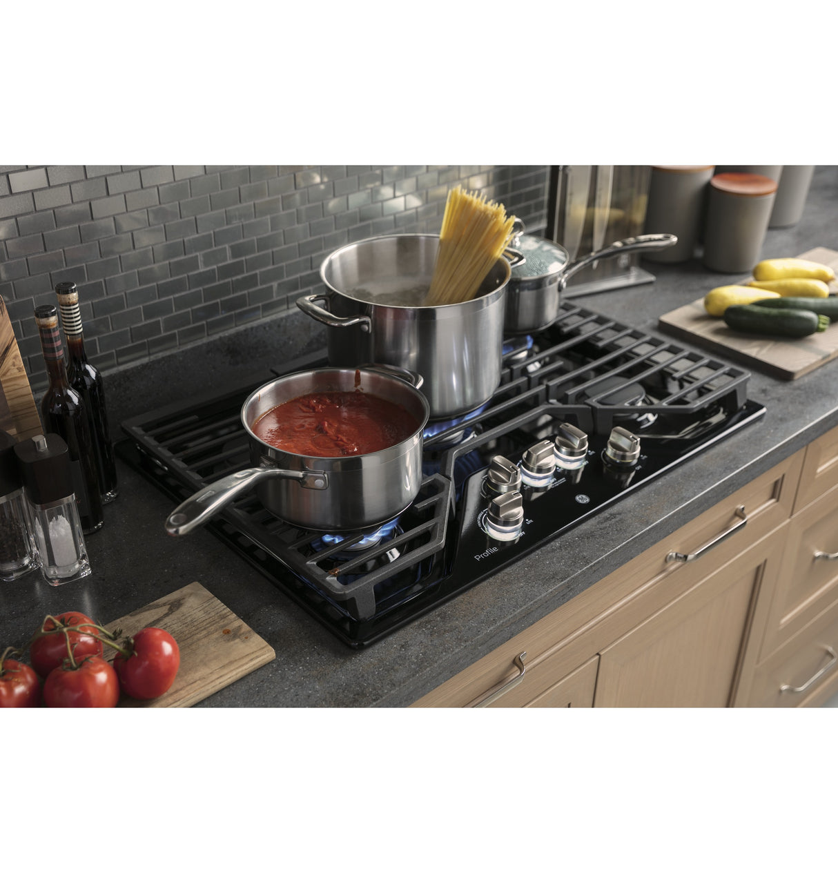 GE Profile(TM) 30" Built-In Gas Cooktop with 5 Burners and Optional Extra-Large Cast Iron Griddle - (PGP7030DLBB)