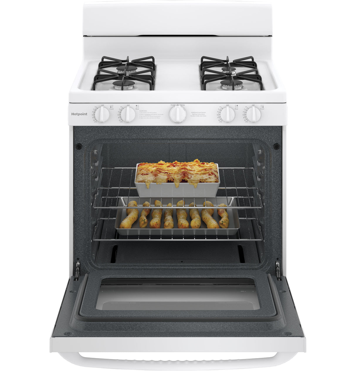 Hotpoint(R) 30" Free-Standing Gas Range with Cordless Battery Ignition - (RGBS200DMWW)