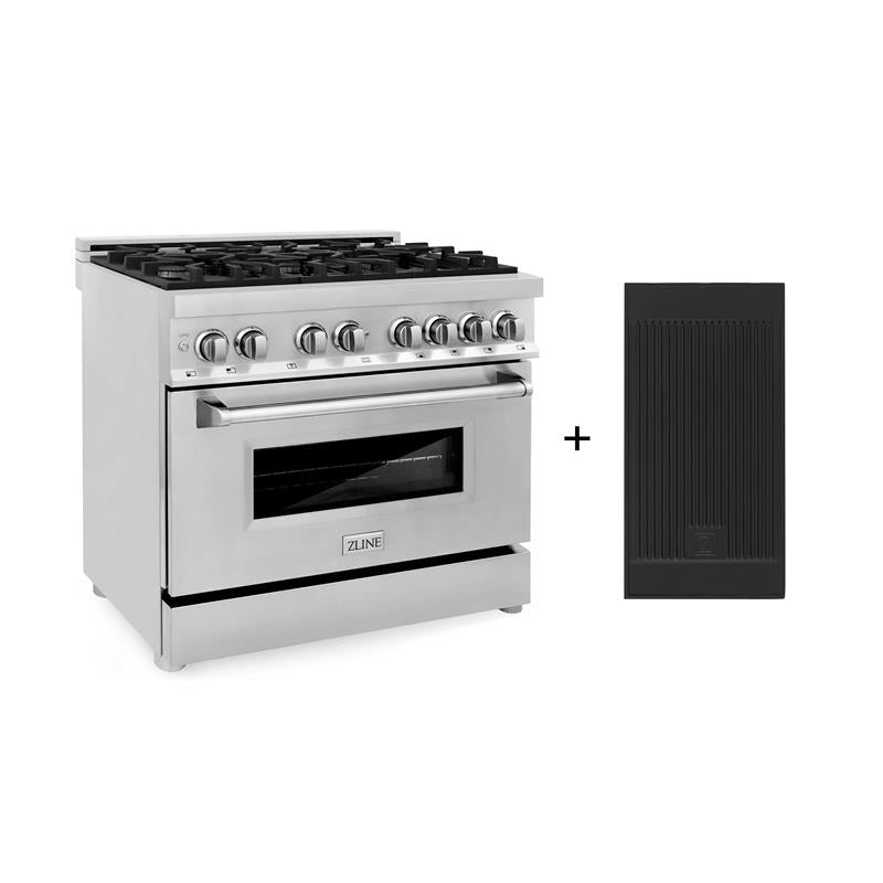 ZLINE 36 in. 4.6 cu. ft. Electric Oven and Gas Cooktop Dual Fuel Range with Griddle in Stainless Steel (RA-GR-36) - (RAGR36)