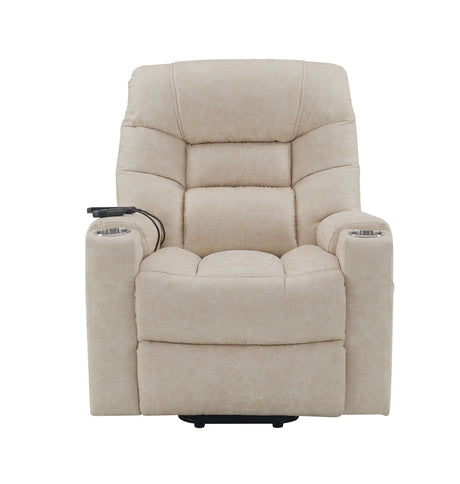 Nairi - Leather Aire Power Motion Recliner With Lift Heating Massage Function - Ivory