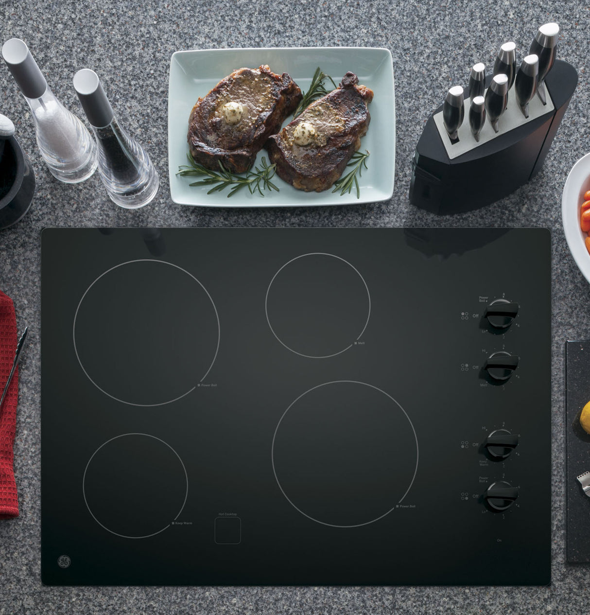 GE(R) 30" Built-In Knob Control Electric Cooktop - (JP3030DJBB)