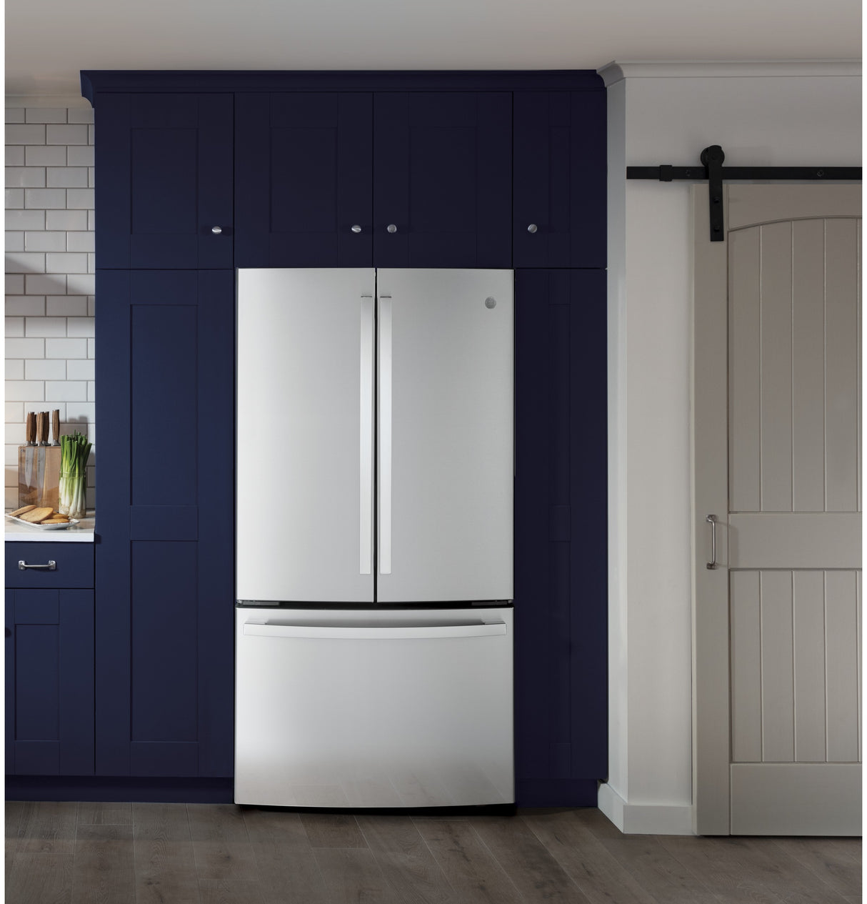 GE(R) ENERGY STAR(R) 23.1 Cu. Ft. Counter-Depth Fingerprint Resistant French-Door Refrigerator - (GWE23GYNFS)