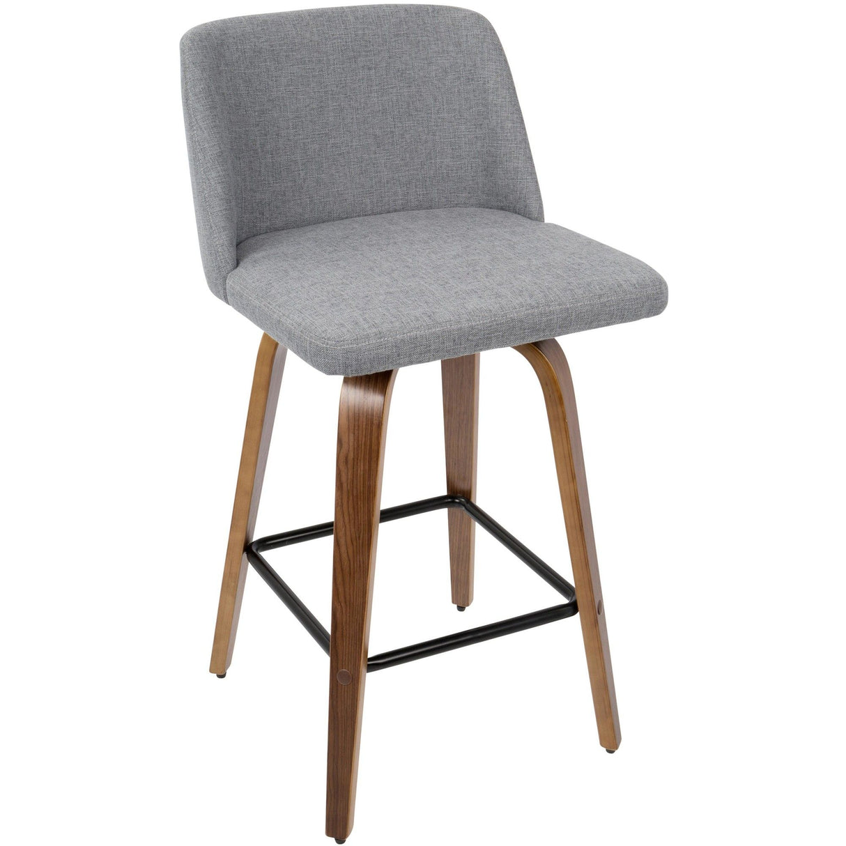 Toriano - Counter Stool - Walnut And Gray Fabric (Set of 2)