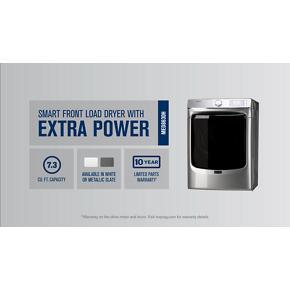 Smart Front Load Electric Dryer With Extra Power And Advanced Moisture Sensing Plus - 7.3 Cubic Feet - White