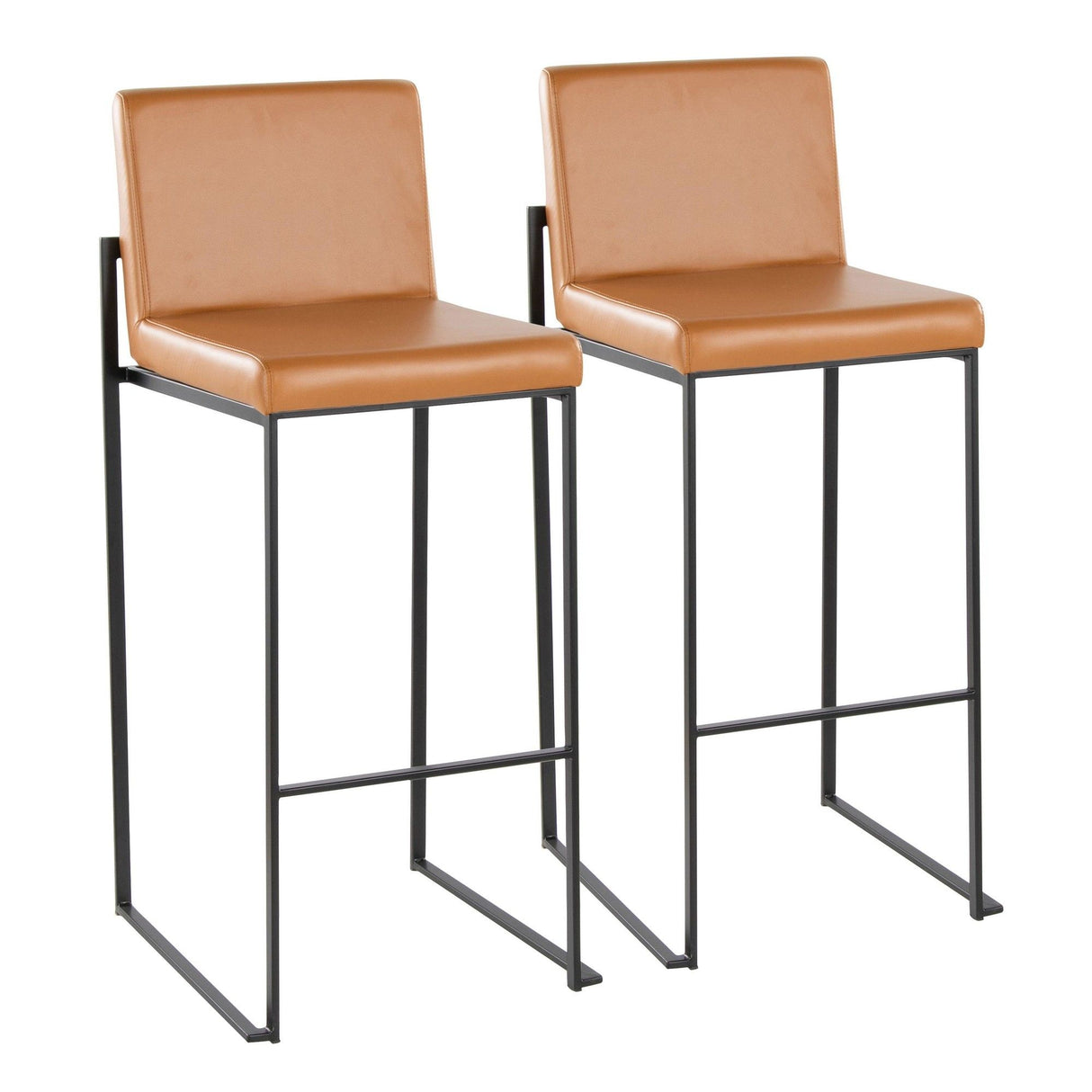 Fuji - High Back Barstool - Black Steel Legs