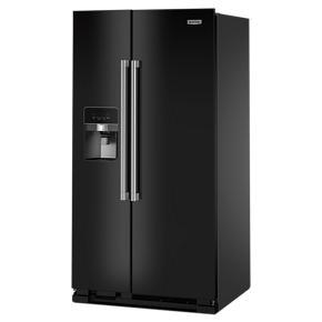 36" Wide Side-By-Side Refrigerator - 25 Cubic Feet - Black - Metal