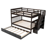 Stairway Bunk Bed With Twin Size Trundle, Storage And Guard Rail For Bedroom, Dorm