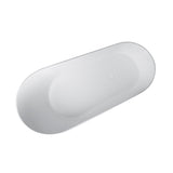 Solid Surface Stone Resin Oval Shape Soaking Bathtub With Overflow For The Bathroom - Matte White