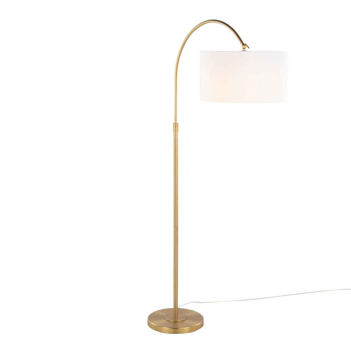 Salon - Reader 63" Metal Floor Lamp - Gold Metal With White Linen Shade from Grandview Gallery