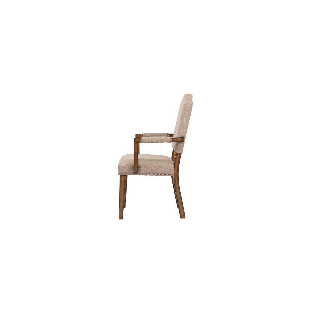 Maurice - Chair (Set of 2) - Khaki Linen & Antique Oak