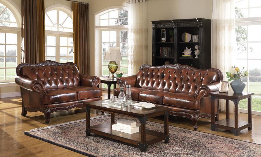 Victoria - Leather Upholstered Sofa Set