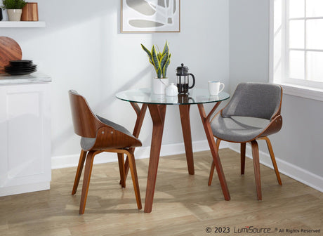 Folia - Anabelle Square Dining Set - Walnut Wood And Cream Noise Fabric (Set of 5)