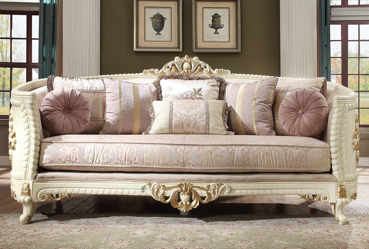 HD-2011 - Sofa - Ivory With Gold Highlight