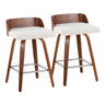 Maya - 26" Fixed-Height Counter Stool (Set of 2) - Walnut & Silver Base