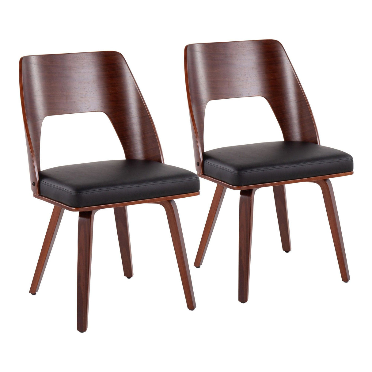 Triad - Chair - Walnut Bamboo And Black Faux Leather (Set of 2)