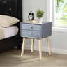 Bedside Table With 2 Drawers Mid-Century Modern Storage Cabinet For Bedroom