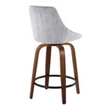 Diana - Contemporary, Fixed Height Counter Stool With Swivel & Round Footrest (Set of 2)