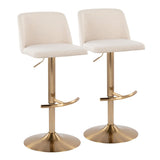 Toriano - Adjustable Barstool (Set of 2) - Gold And Beige