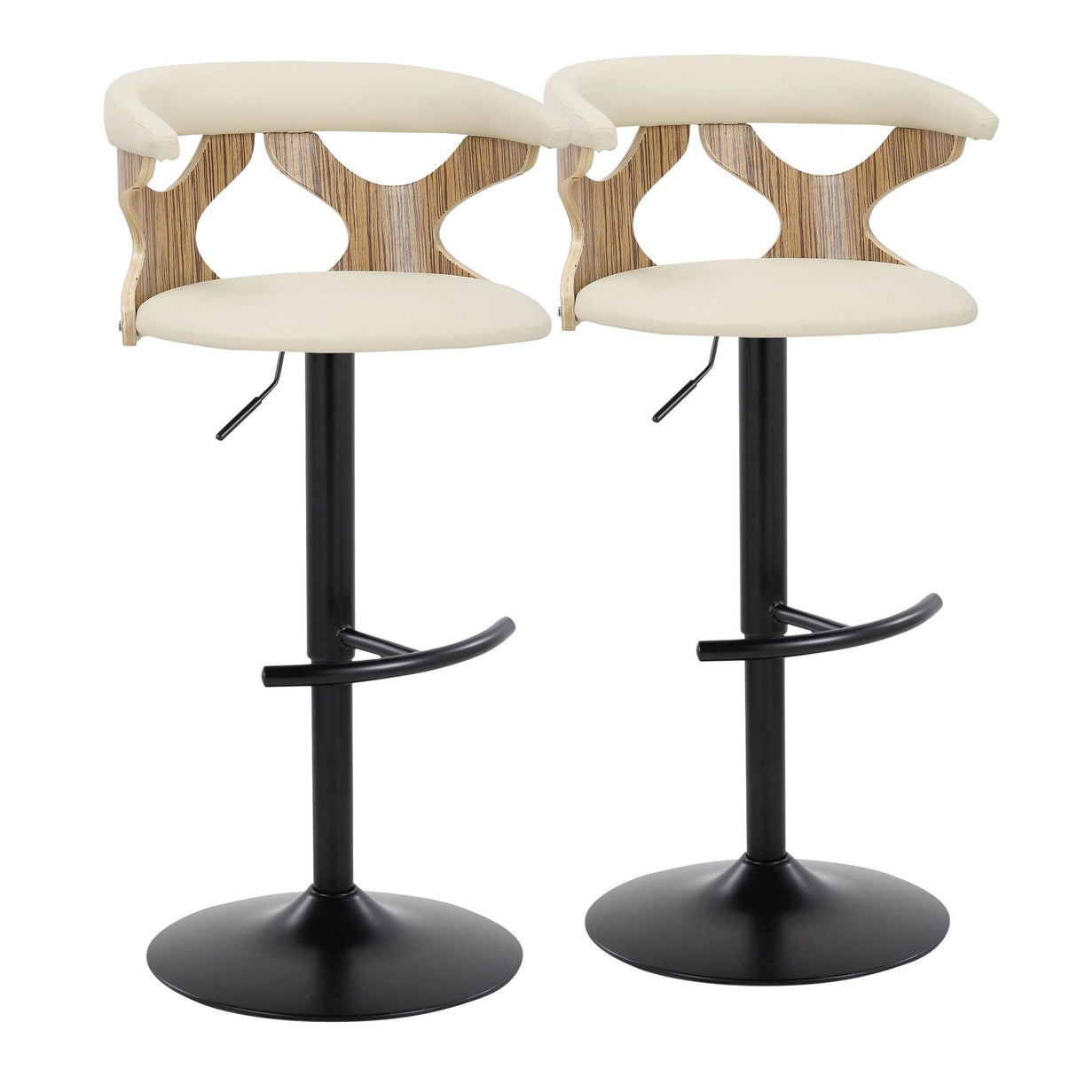 Gardenia - Adjustable Barstool (Set of 2) - Cream And Zebra