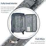 Softside Luggage Expandable 3 Piece Set Suitcase Upright Spinner Softshell Lightweight Luggage Travel Set - Dark Blue