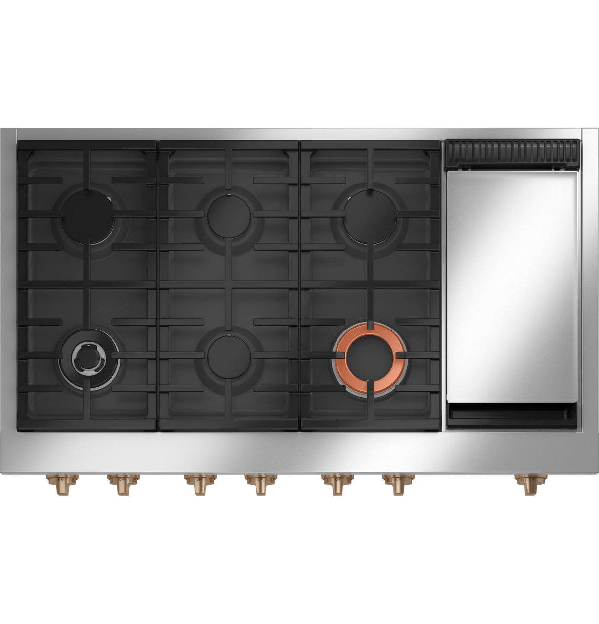 Caf(eback)(TM) 48" Commercial-Style Gas Rangetop with 6 Burners and Integrated Griddle (Natural Gas) - (CGU486P4TW2)