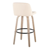 Toriano - Mid-Century Modern Fixed Height BarStool With Round Footrest (Set of 2)