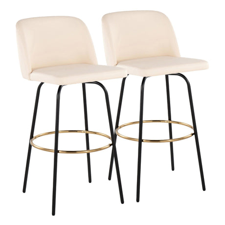 Toriano - 30" Fixed-Height Barstool (Set of 2) - Black & Gold Base