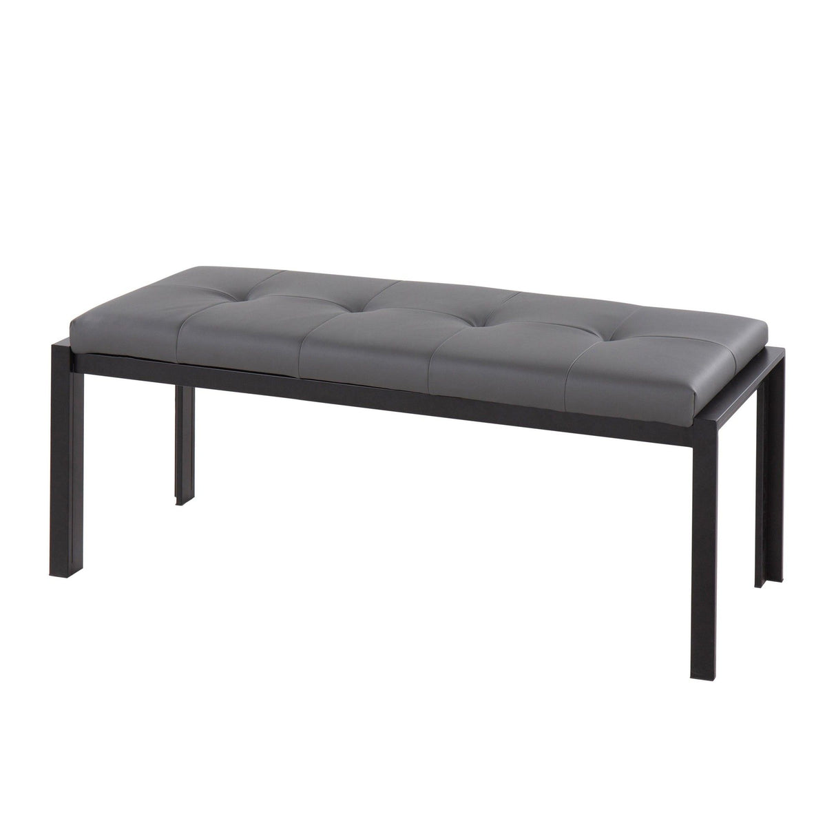 Fuji - Bench - Black Metal And Gray Faux Leather