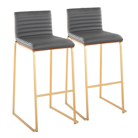 Mason Mara - 30" Fixed-Height Barstool (Set of 2) - Gold Legs