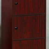 Compact Storage Cabinet - Four Closed Cabinets With Metal Knobs - Mahogany