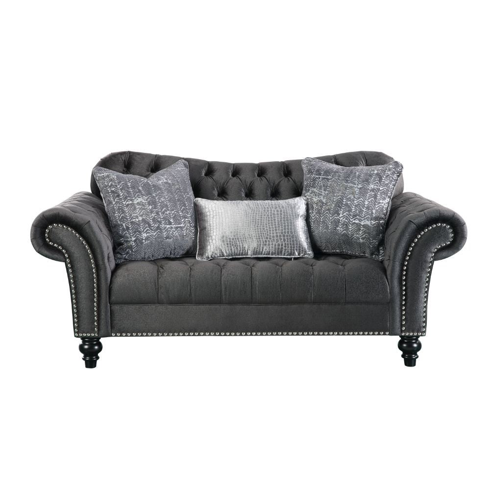 Gaura - Loveseat - Dark Gray Velvet