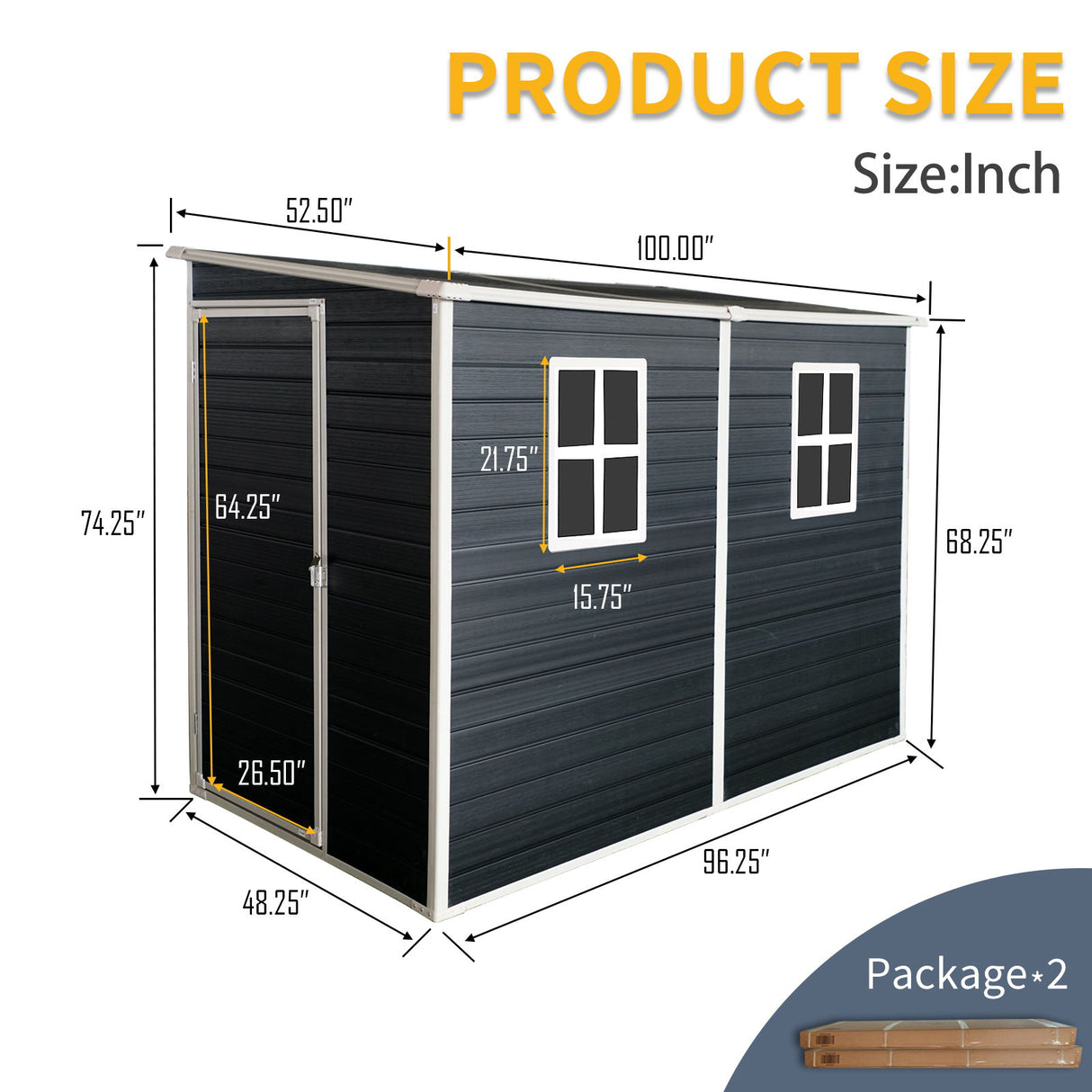 Outdoor Storage Shed With Floor Resin Shed With Two-Window, Waterproof, Lockable Doors For Patio, Yard, Lawn