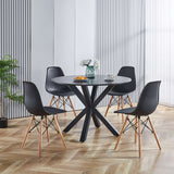 5 Pieces Dining Set, Table Metal Leg Mid-Century Dining Table For 4 - 6 People With Table Top, Pedestal Dining Table, End Table Leisure Coffee Table - Matte Black