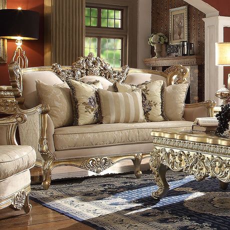 HD-04 - 3 Piece Sofa Set - Champagne With Rust Highlight