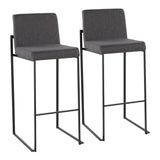 Fuji - High Back Barstool - Black Steel Legs