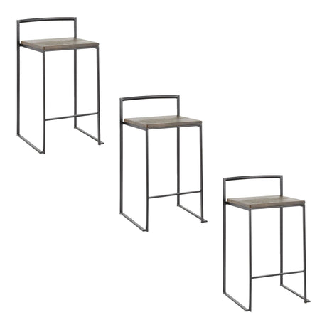 Fuji - Stackable Counter Stool With Cushion - Black Metal