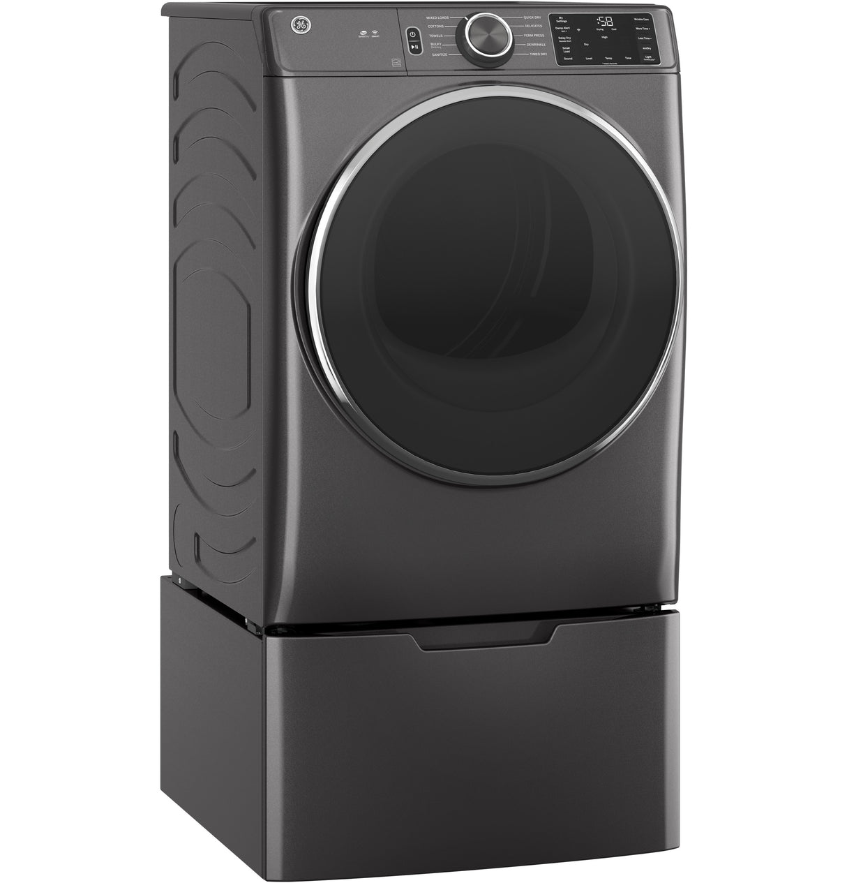 GE(R) ENERGY STAR(R) 7.8 cu. ft. Capacity Smart Front Load Electric Dryer with Sanitize Cycle - (GFD55ESPNDG)