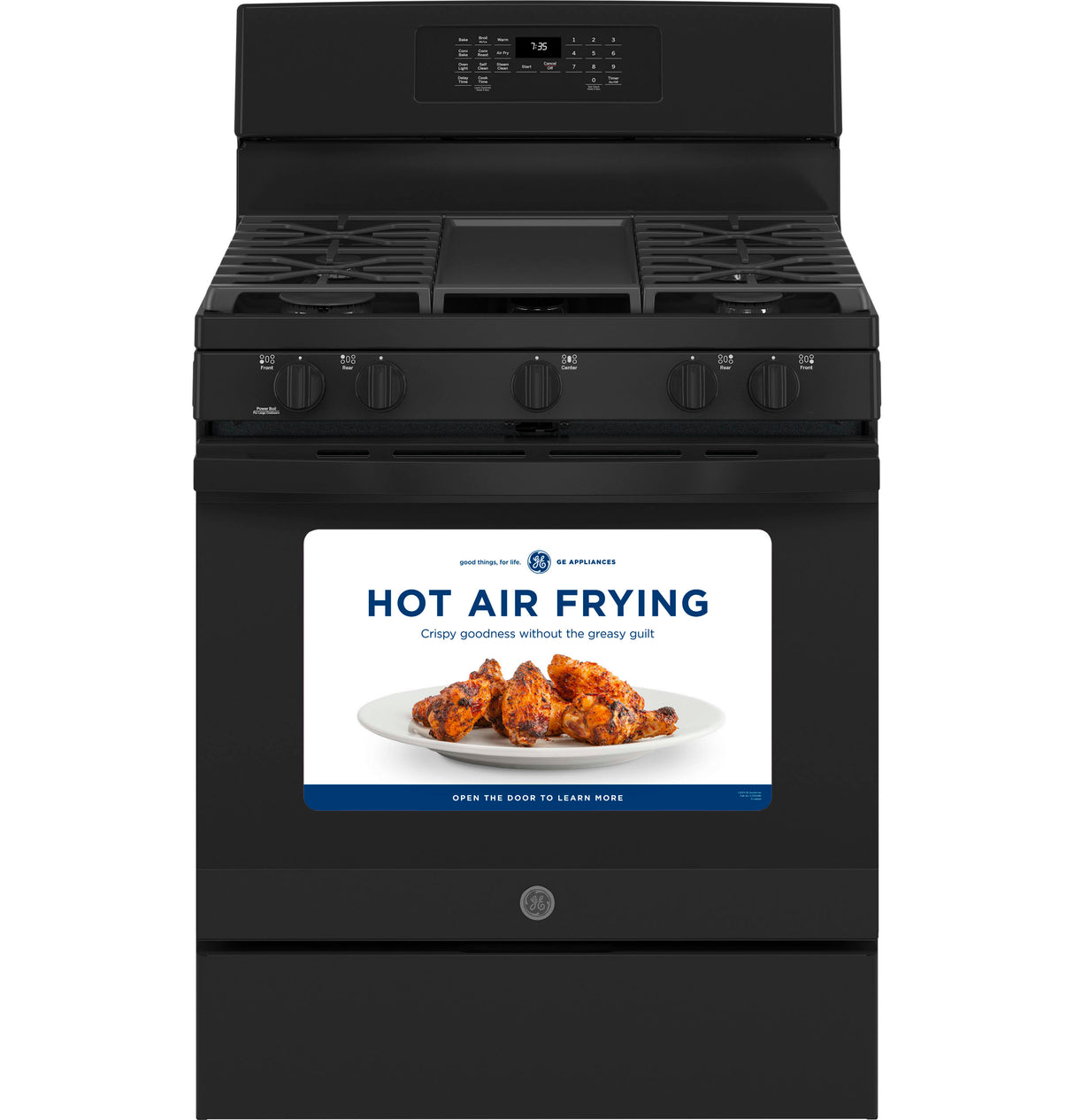 GE(R) 30" Free-Standing Gas Convection Range with No Preheat Air Fry - (JGB735DPBB)