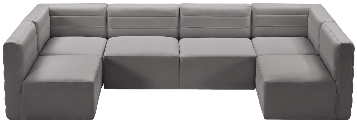 Quincy - Modular Sectional 6 Piece - Grey - Fabric