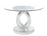 Ornat - Dining Table - Clear Glass, Mirrored & Faux Diamonds - 30"