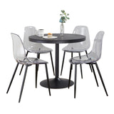 Dakota - Clara Dining Set - Black Metal With Round Black Wood Tabletop, And Clear Acrylic (Set of 5)