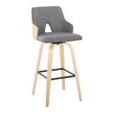 Stella - 30" Fixed-Height Barstool (Set of 2) - Natural & Black Base