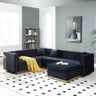 Contemporary Vertical Channel Tufted Velvet Sectional Sofa For Living Room Apartment With Ottoman And 4 Pillows