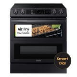 6.3 cu ft. Smart Slide-in Electric Range with Smart Dial, Air Fry, & Flex Duo(TM) in Black Stainless Steel - (NE63T8751SG)