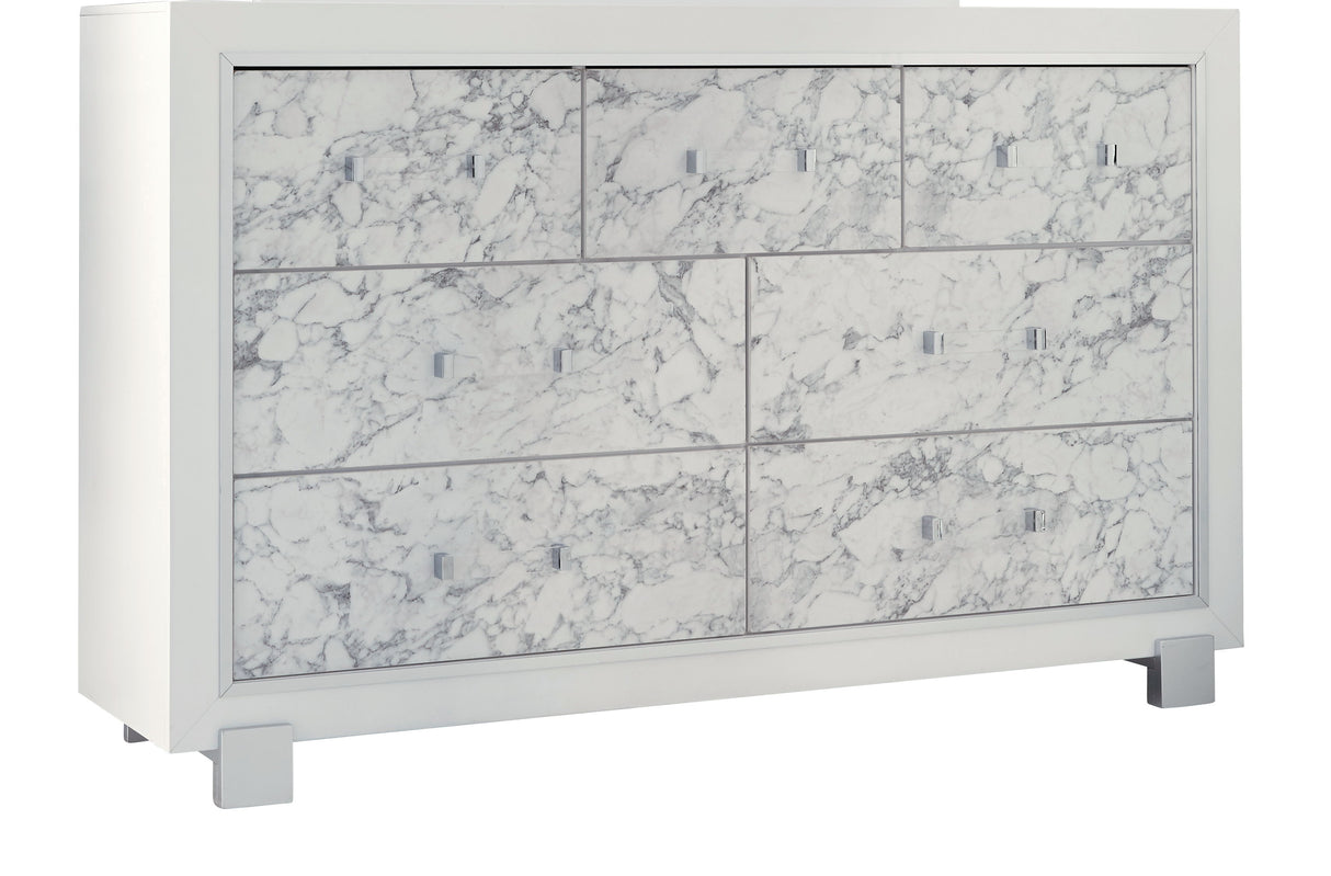 Skye - Marble Dresser - White